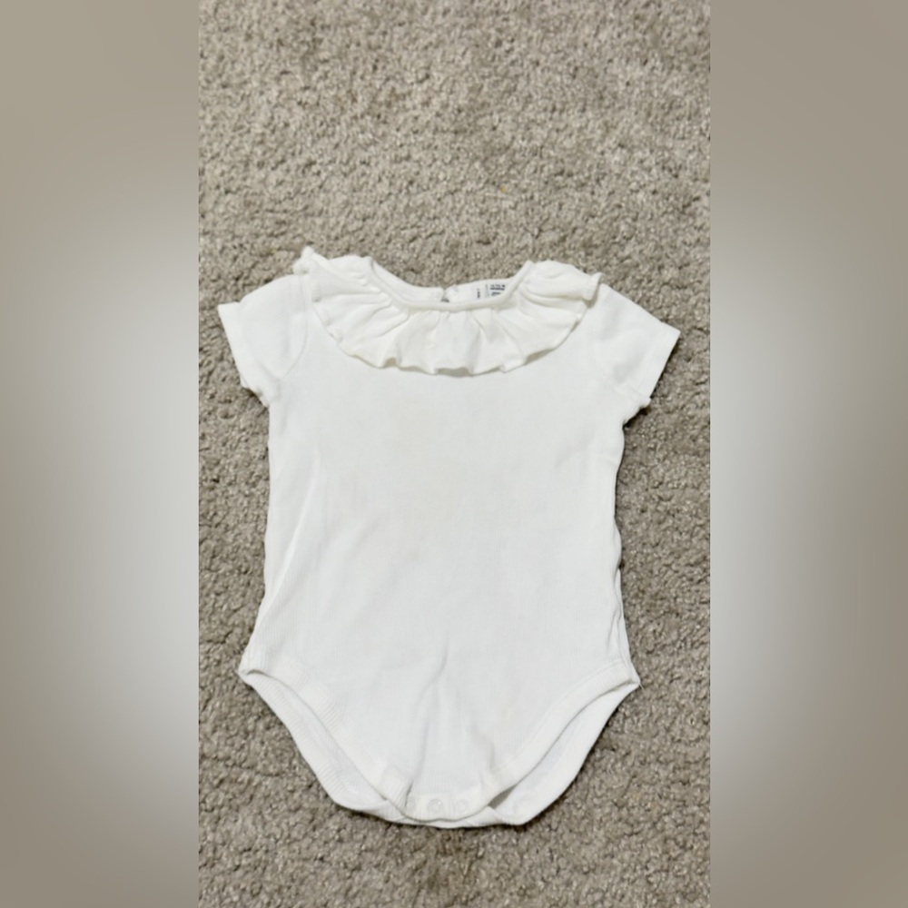 Janie and Jack White Baby Ruffle Collar Bodysuit